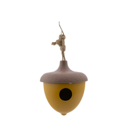 OISEAUX - MANGEOIRE GLAND EN FIBRE DE BAMBOU - OCRE