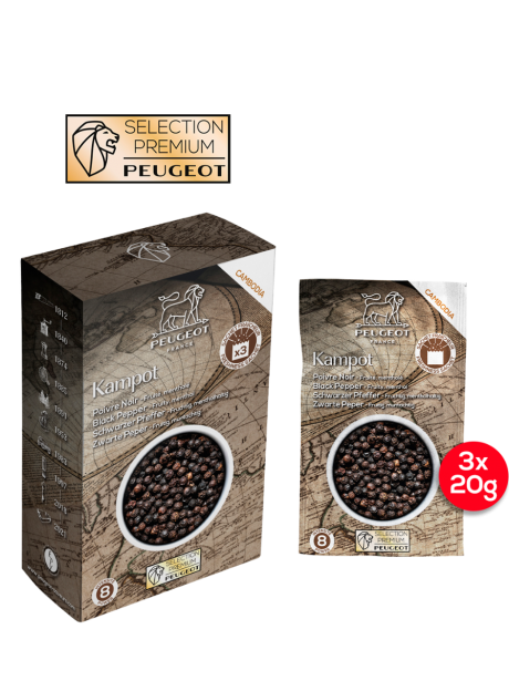 COFFRET 3 SACHETS FRAICHEUR - KAMPOT POIVRE NOIR DU CAMBODGE 3x20g