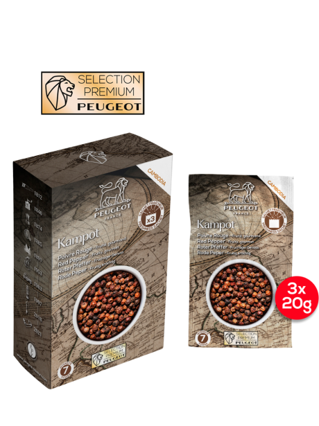 COFFRET 3 SACHETS FRAICHEUR - KAMPOT POIVRE ROUGE DU CAMBODGE 3x20g