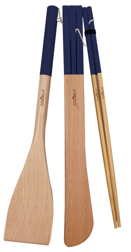 L'INCROYABLE COCOTTE - SET SPATULE, PINCE ET BAGUETTE - MYRTILLE