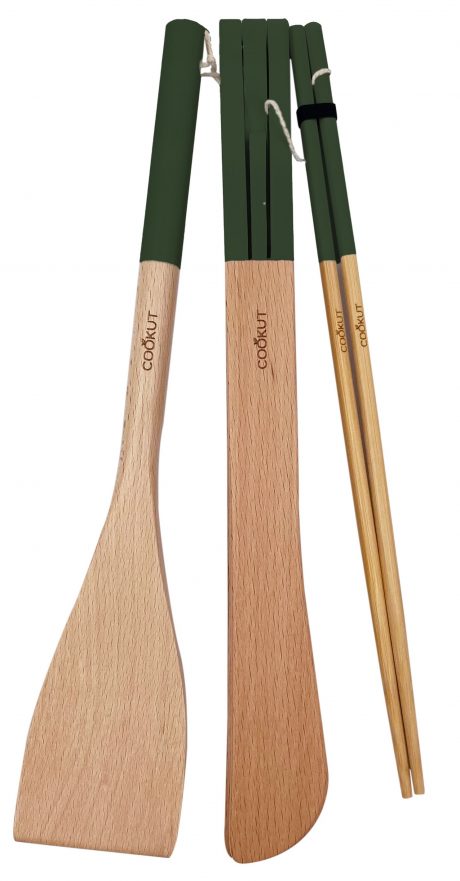 L'INCROYABLE COCOTTE - SET SPATULE, PINCE ET BAGUETTE - FOUGERE