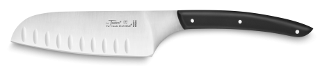 MANCHE NOIR MAT - COUTEAU SANTOKU ALVEOLEE 13 cm