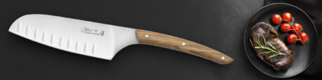 MANCHE OLIVIER - COUTEAU SANTOKU ALVEOLEE 13 cm – Image 2
