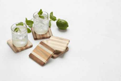 SET 4 DESSOUS DE VERRE EN BOIS RECYCLE – Image 2