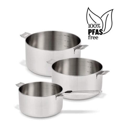 CASSEROLES - SERIE DE 3 D. 16 - 18 - 20 cm AVEC POIGNEE AMOVIBLE - EVOLUTION