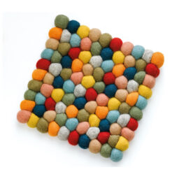 DESSOUS DE PLAT EN LAINE - CARRE MULTICOLORE