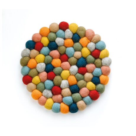 DESSOUS DE PLAT EN LAINE - ROND MULTICOLORE