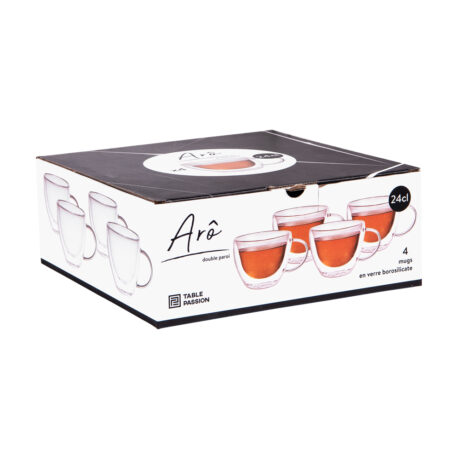 COFFRET 4 TASSES EN VERRE DOUBLE PAROI 24 cl – Image 2