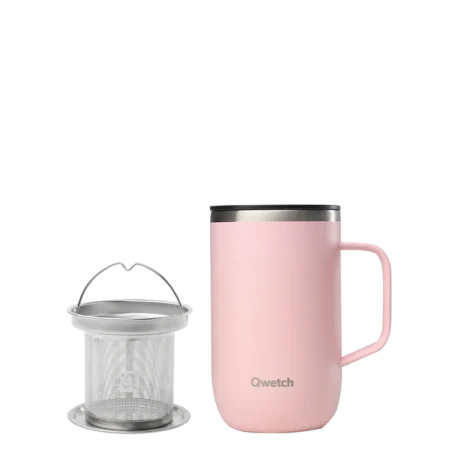 MUG/TISANIERE ISOTHERME INOX 470 ml - ROSE PASTEL