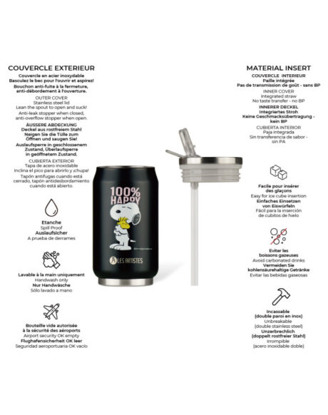 SNOOPY 100% HAPPY - CANETTE ISOTHERME 280 ml – Image 3
