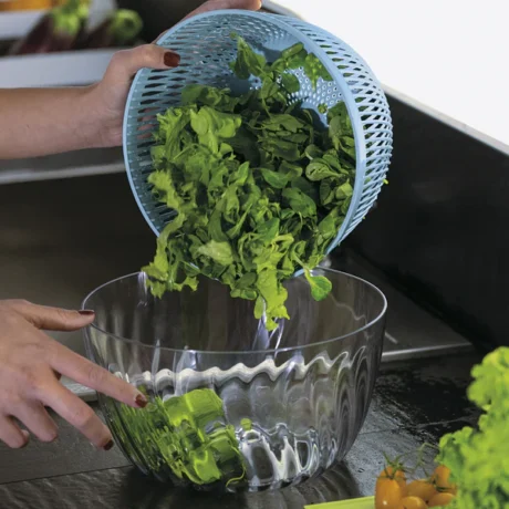 ESSOREUSE À SALADE AVEC COUVERCLE Ø 26 cm - GUZZINI - BLEU MAT – Image 4