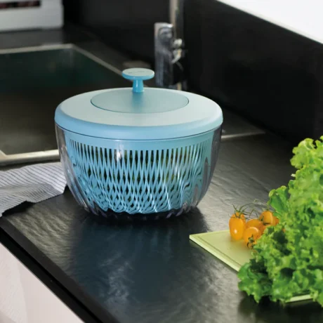 ESSOREUSE À SALADE AVEC COUVERCLE Ø 26 cm - GUZZINI - BLEU MAT – Image 2