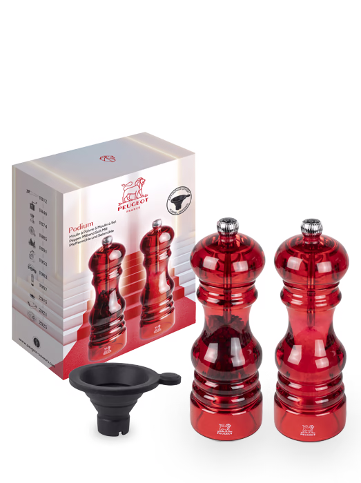 PODIUM - DUO MOULIN POIVRE ET SEL - ACRYLIQUE ROUGE