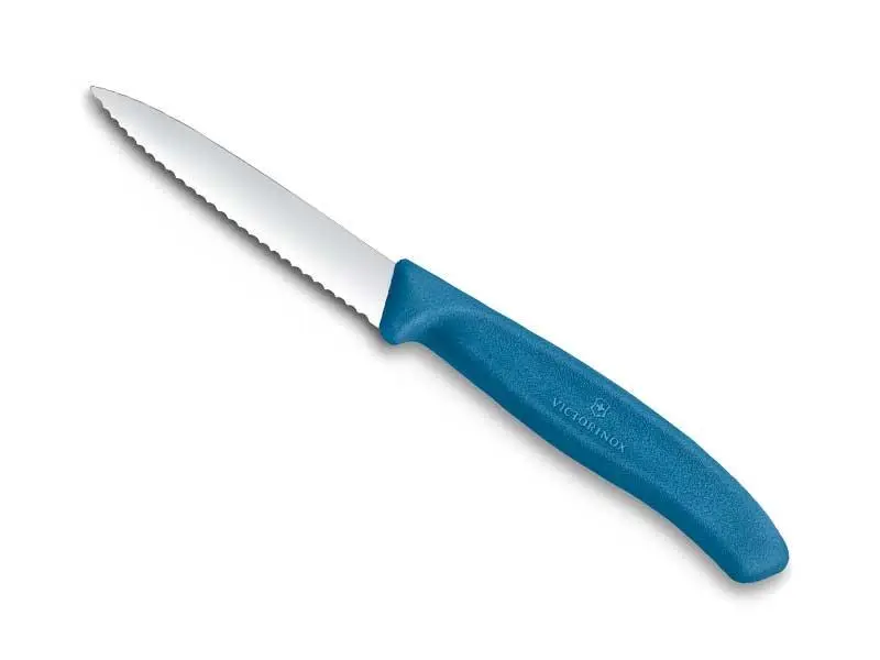 VICTORINOX - COUTEAU D'OFFICE LAME CRANTEE 8 cm - BLEU