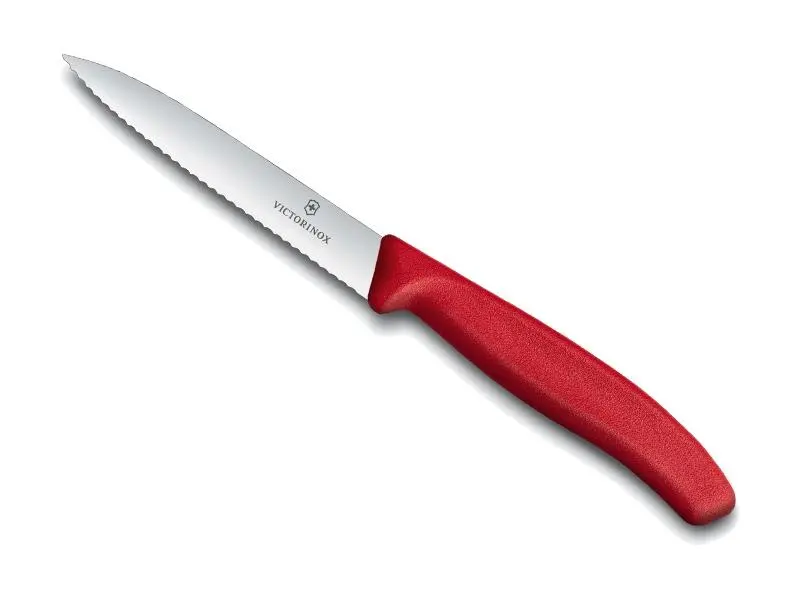 VICTORINOX - COUTEAU OFFICE LAME CRANTEE 10 cm - ROUGE