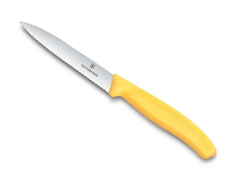 VICTORINOX - COUTEAU OFFICE LAME CRANTEE 10 cm - JAUNE