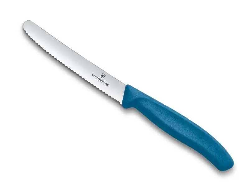 VICTORINOX - COUTEAU TOMATE/TABLE LAME CRANTEE 11 cm - BLEU