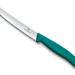 VICTORINOX - COUTEAU TOMATE/TABLE LAME CRANTEE 11 cm - VERT