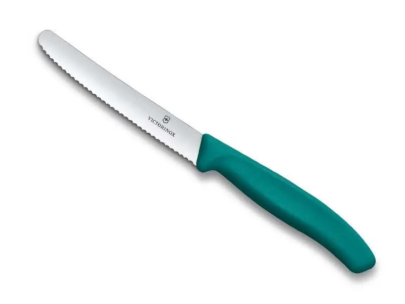 VICTORINOX - COUTEAU TOMATE/TABLE LAME CRANTEE 11 cm - VERT