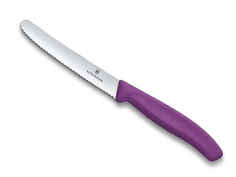 VICTORINOX - COUTEAU TOMATE/TABLE LAME CRANTEE 11 cm - VIOLET