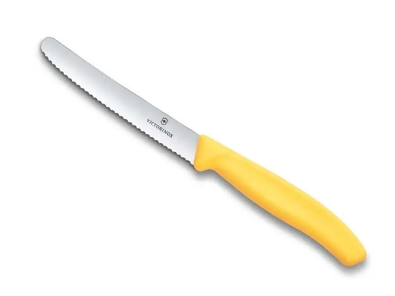 VICTORINOX - COUTEAU TOMATE/TABLE LAME CRANTEE 11 cm - JAUNE