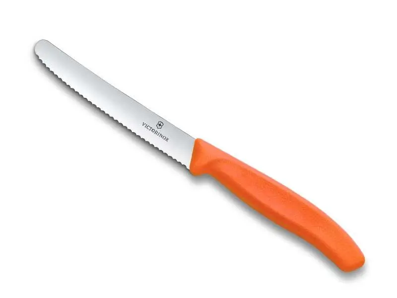 VICTORINOX - COUTEAU TOMATES/TABLE LAME CRANTEE 11 cm - ORANGE