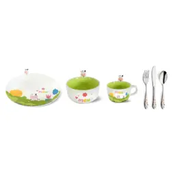 MOONA - COFFRET 6 PIECES PORCELAINE ET COUVERTS