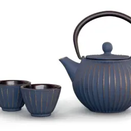 ENSEMBLE THEIERE AVEC 4 TASSES - BLEU